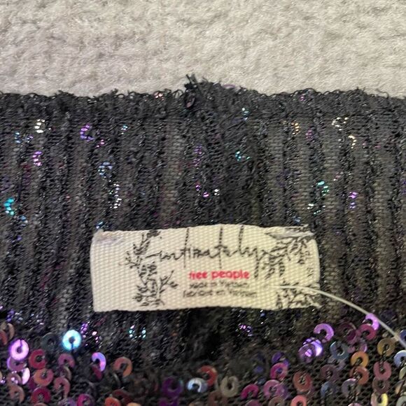 NWT Intimately Free People Womens Gold Rush Long Sleeve Sequin Top Black XS - Picture 3 of 8